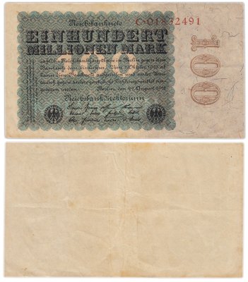 купить Германия 100000000 марок 1923 года (Pick 107a(1)