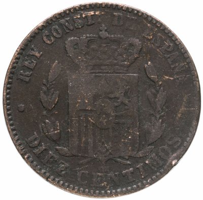 купить Испания 10 сентимо 1870