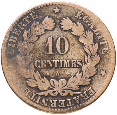 купить Франция 10 сантимов (centimes) 1870