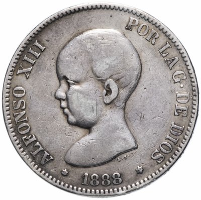 купить Испания 5 песет (pesetas) 1888