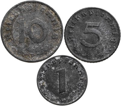 купить Германия набор 1,5,10 рейхспфеннигов 1941, Двор "D"