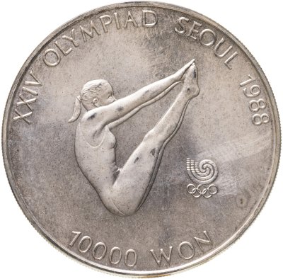 купить Южная Корея 10000 вон (won) 1988 XXIV летние Олимпийские Игры, Сеул 1988 - Гимнастка