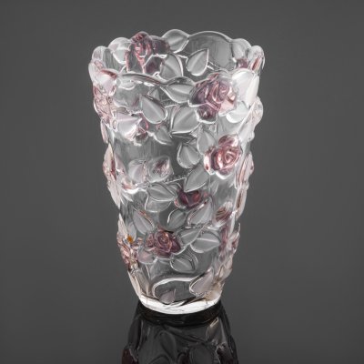купить Ваза, украшенная рельефным цветочным декором, стекло, Фирма "Walther-Glas", Германия, 1980-2000 гг.