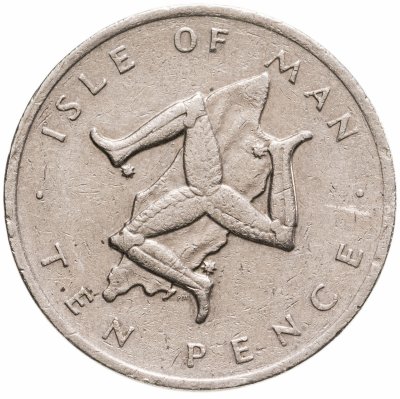 купить Остров Мэн 10 пенсов (pence) 1976, знак монетного двора на обеих сторонах монеты