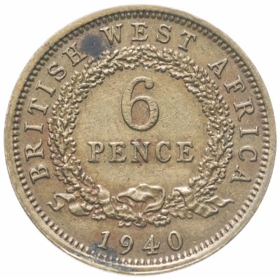 купить Британская Западная Африка 6 пенсов (pence) 1940