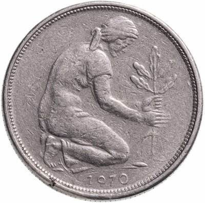 купить Германия 50 пфеннигов (pfennig) 1970, знак монетного двора: "F" - Штутгарт