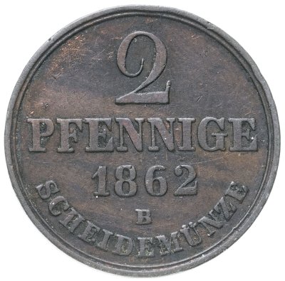 купить Германия(Ганновер) 2 пфеннига 1862