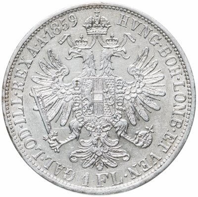 купить Австрия 1 флорин (florin) 1859 Знак монетного двора "A" - Вена