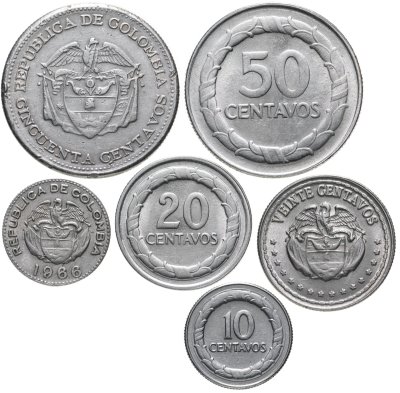 купить Колумбия набор монет 10, 20, 50 сентаво 1956 - 1969 гг (6 монет)