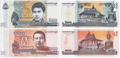 купить Камбоджа набор 100 + 200 риелей 2014 -2022 (Pick 65-65А)