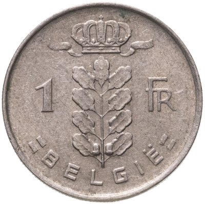 купить Бельгия 1 франк (franc) 1952 надпись на голландском - 'BELGIE'