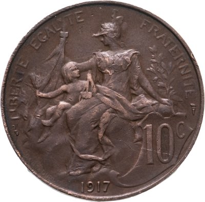 купить Франция 10 сантимов (centimes) 1917