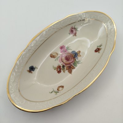 купить Блюдо овальной формы с цветочным декором, Kjøbenhavns Porcellains Maleri (KPM), фарфор, деколь, золочение, Дания, 1924-1960 гг.