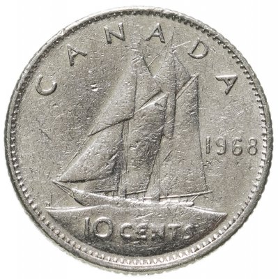купить Канада 10 центов (cents) 1968 никель