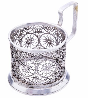 купить Ажурный сканной подстаканник, сплав металла, скань, Мстерская художественная фабрика "Ювелир", СССР, 1968 г.