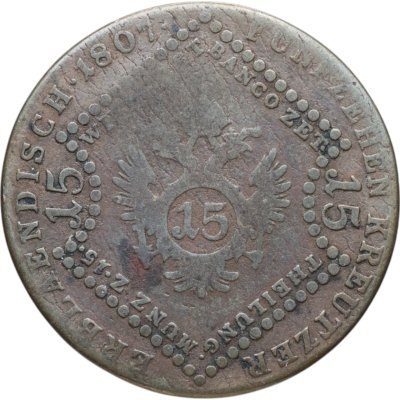 купить Австрия 15 крейцеров (kreuzer) 1807 знак монетного двора "A" - Вена