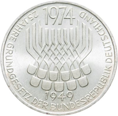 купить Германия 5 марок 1974 "25 лет со дня принятия конституции ФРГ"