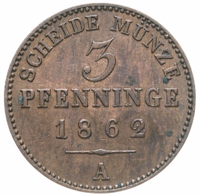 купить Германия, Пруссия 3 пфеннига 1862