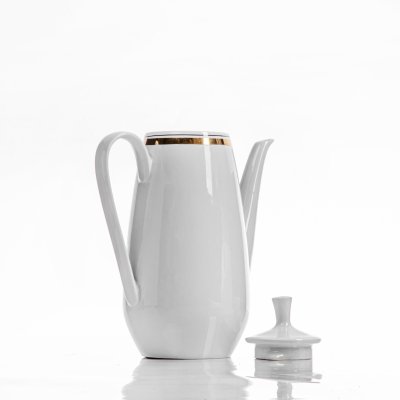 купить Кофейник с лаконичным декором, фарфор, золочение, фабрика "Colditz Porcelain Factory", ГДР, 1960-1990 гг.