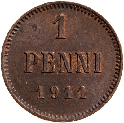 купить 1 пенни 1911, монета для Финляндии