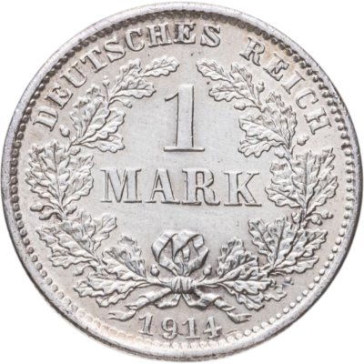 купить Германия 1 марка 1914 знак монетного двора: "D" - Мюнхен в слабе Монетник.ру MS65