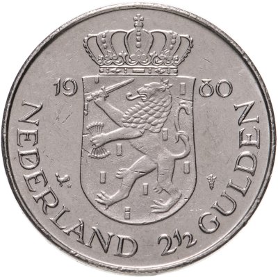 купить Нидерланды 2 1/2 гульдена (gulden) 1980 "Коронация королевы Беатрикс"
