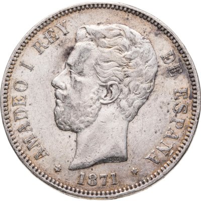 купить Испания 5 песет (pesetas) 1871