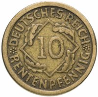 купить Германия 10 пфеннигов (рентенпфеннигов, rentenpfennig) 1924 J