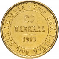 Купить 20 марок (markkaa) 1910 монета для Финляндии