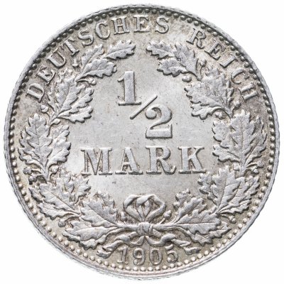 купить Германия 1/2 марки (mark) 1905 D знак монетного двора: "D" - Мюнхен