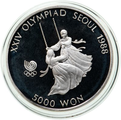 купить Южная Корея 5000 вон (won) 1987 XXIV летние Олимпийские Игры, Сеул 1988 - Качели