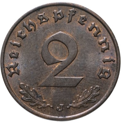 купить Германия (Третий рейх) 2 рейхспфеннига (reichspfennig) "J" 1938
