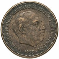 купить Испания 2,5 песеты (pesetas) 1953 // 1954 внутри звездочек
