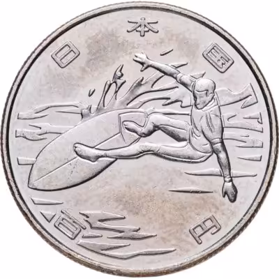 купить Япония 100 йен 2019 "XXXII Летние Олимпийские игры в Токио 2020: Сёрфинг"
