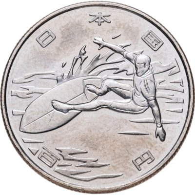купить Япония 100 йен 2019 "XXXII Летние Олимпийские игры в Токио 2020: Сёрфинг"