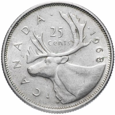 купить Канада 25 центов (квотер, cents) 1968