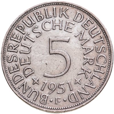 купить Германия 5 марок 1951 "F"