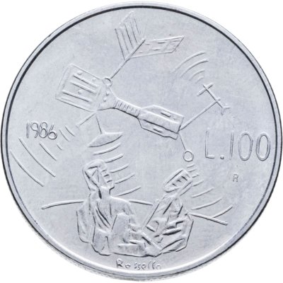купить Сан-Марино 100 лир (lire) 1986 "Эволюция технологий"