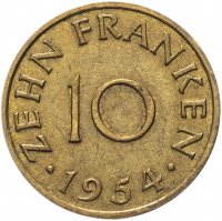 купить Саар 10 франков (francs) 1954