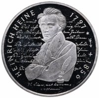 Купить Германия 10 марок 1997 "200 лет со дня рождения Генриха Гейне" (D)