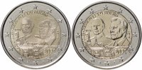купить Люксембург комплект из двух монет 2 евро 2021 "100 лет со дня рождения Великого Герцога Жана" (рельефная + фото)