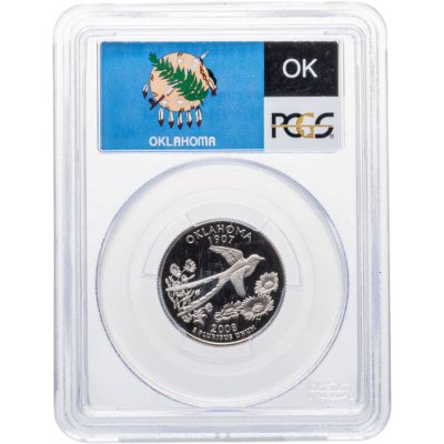 купить США 1/4 доллара (квотер, 25 центов) 2008 "Штат Оклахома" в слабе PCGS PR69DCAM