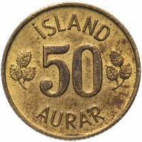 Купить Исландия 50 эйре (aurar) 1969-1974, случайная дата