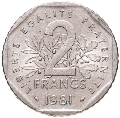 купить Франция 2 франка (francs) 1981