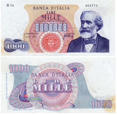 купить Италия 1000 лир 1966 (Pick 96d)