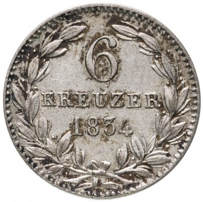 купить Германия, Нассау 6 крейцеров 1834