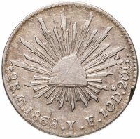 купить Мексика 2 реала (reales) 1868 Go YF