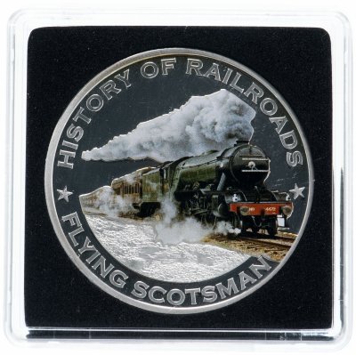 купить Либерия 5 долларов 2011 "История железных дорог - поезд Flying scotsman", в футляре с сертификатом