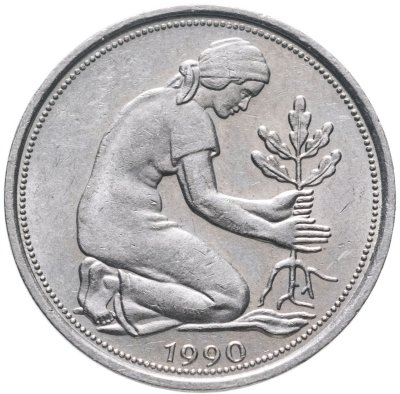 купить Германия 50 пфеннигов (pfennig) 1990, знак монетного двора: "F" - Штутгарт
