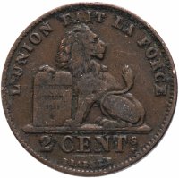 купить Бельгия 2 сантим 1869-1909 французская версия (DES BELGES)